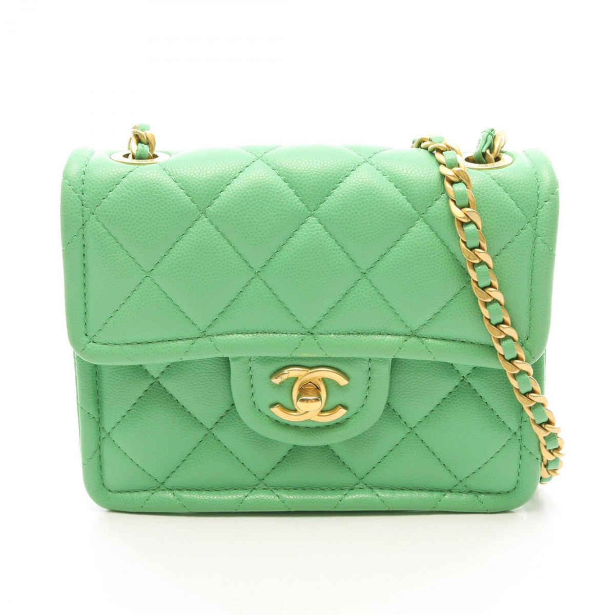 CHANEL Matelasse Small Caviar Bag Green