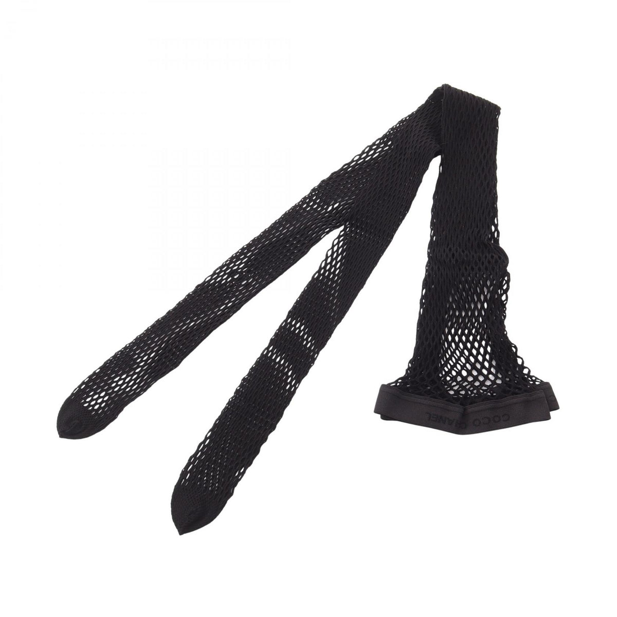 CHANEL Coco Mark Nylon Mesh Tights Black Size S/M