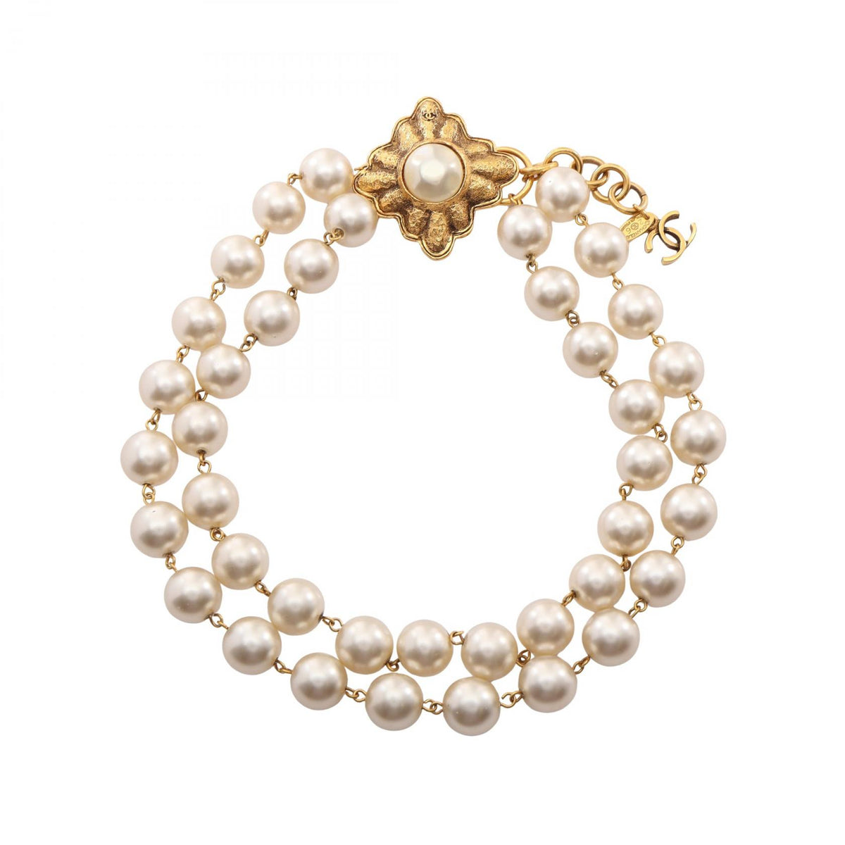 CHANEL Coco Mark Faux Plated Necklace