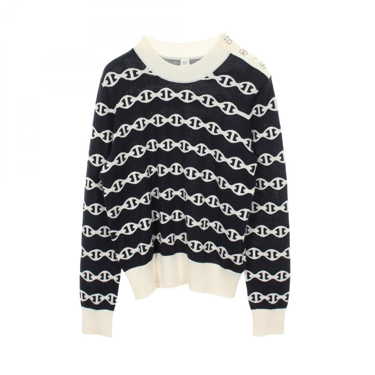 HERMES Chaine d'Ancre Shoulder Cashmere Sweater Size 44