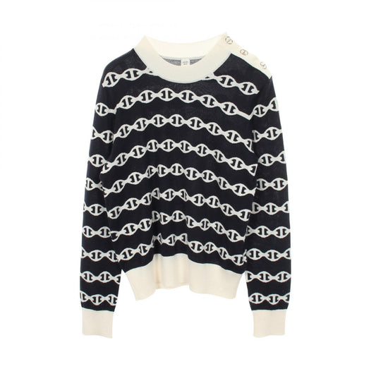 HERMES Chaine d'Ancre Shoulder Cashmere Sweater Size 44
