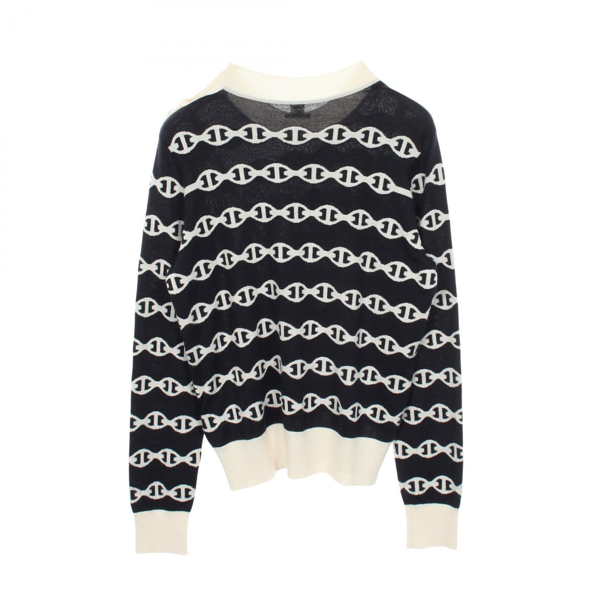 HERMES Chaine d'Ancre Shoulder Cashmere Sweater Size 44