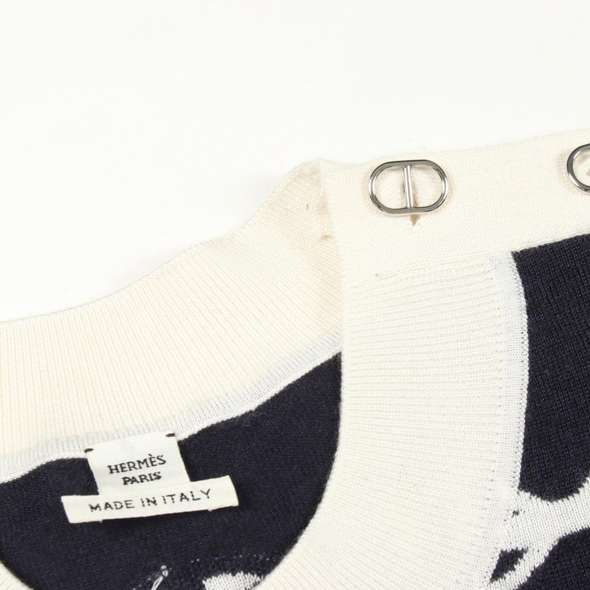 HERMES Chaine d'Ancre Shoulder Cashmere Sweater Size 44