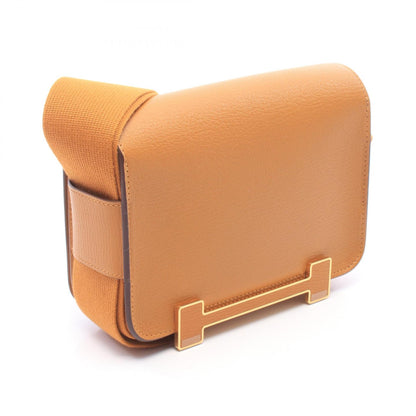 HERMES Geta Chèvre Leather Shoulder Bag