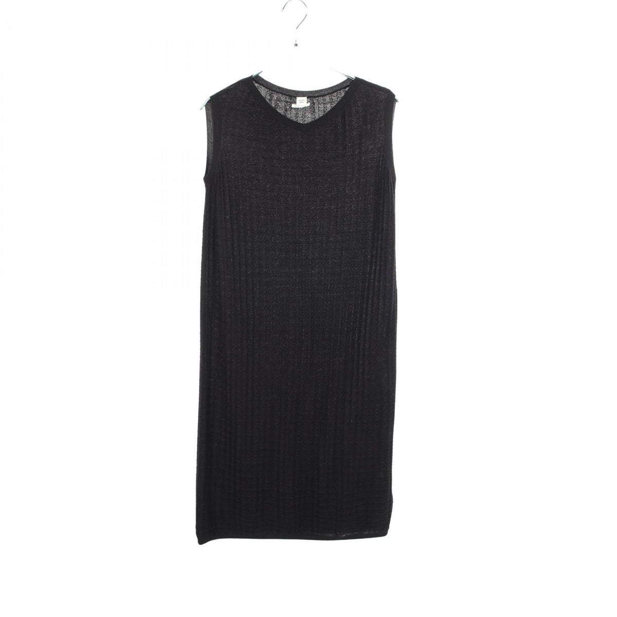 HERMES Black Sleeveless Ripple Knit Cashmere Dress Size 36