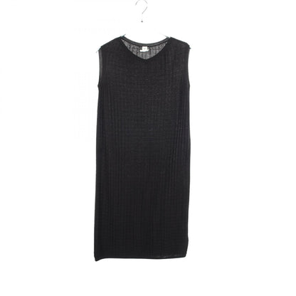 HERMES Black Sleeveless Ripple Knit Cashmere Dress Size 36