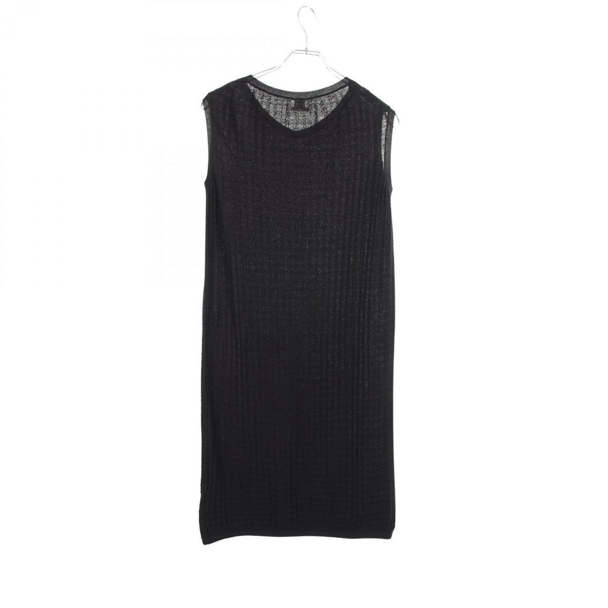 HERMES Black Sleeveless Ripple Knit Cashmere Dress Size 36
