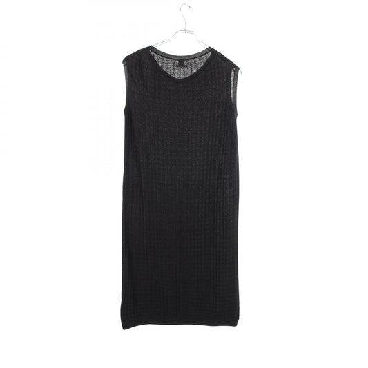 HERMES Black Sleeveless Ripple Knit Cashmere Dress Size 36