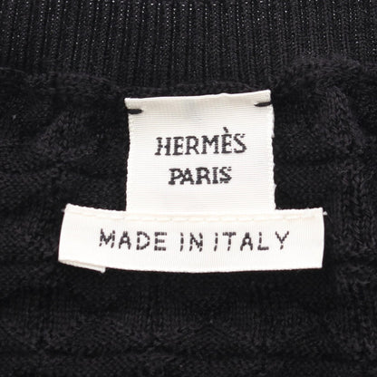 HERMES Black Sleeveless Ripple Knit Cashmere Dress Size 36