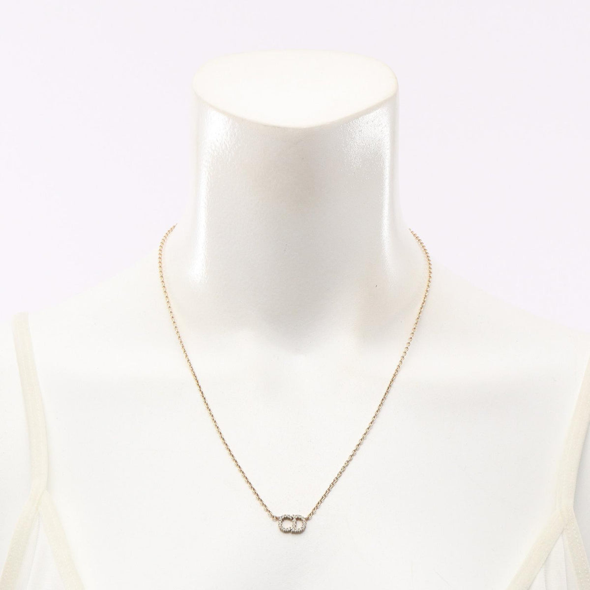 Dior CD Logo Gold Rhinestone Necklace