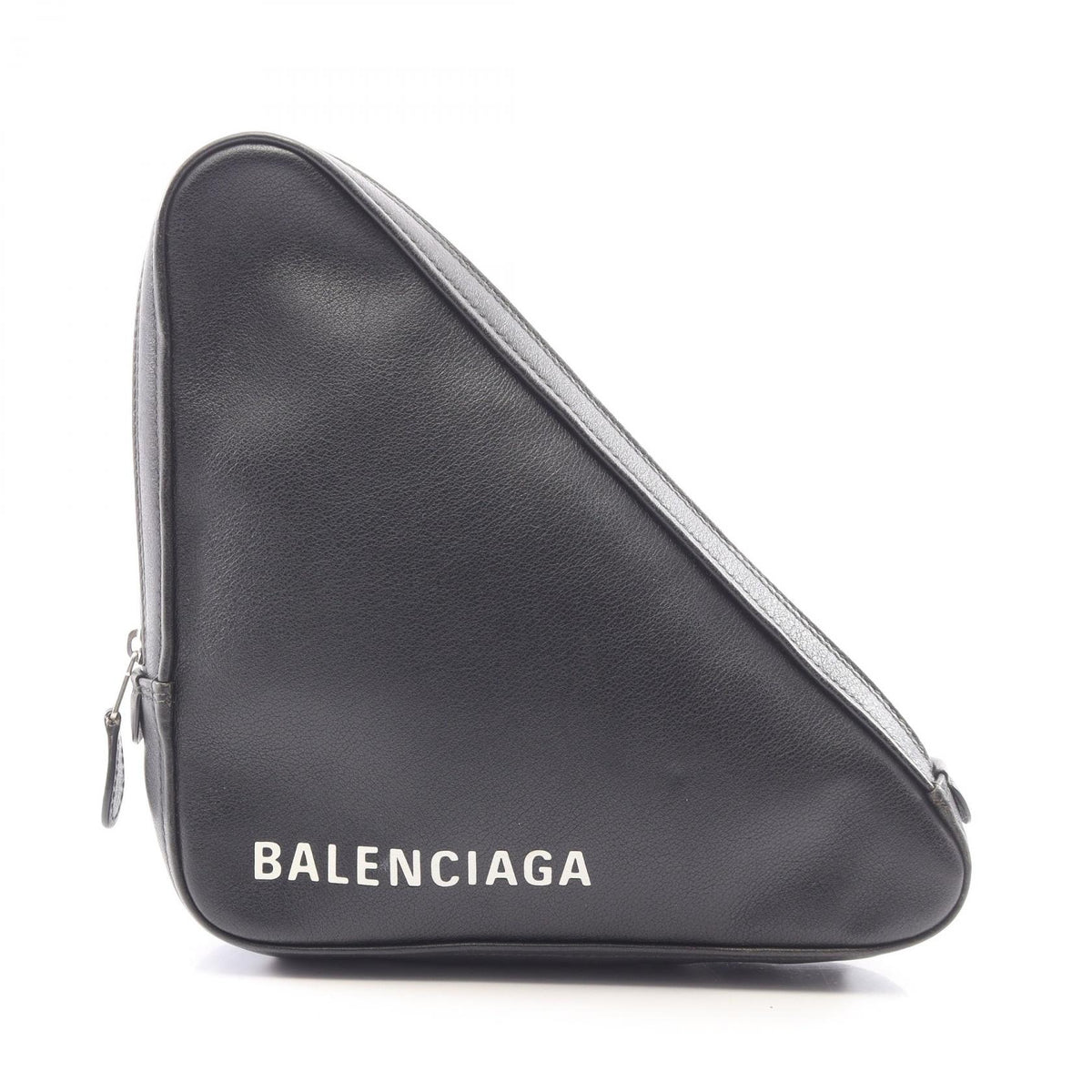 BALENCIAGA Triangle Leather Clutch Black