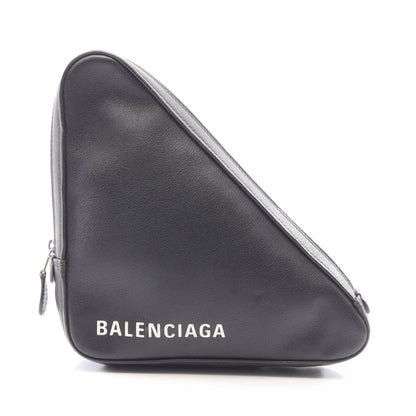 BALENCIAGA Triangle Leather Clutch Black