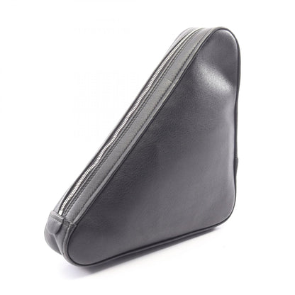 BALENCIAGA Triangle Leather Clutch Black