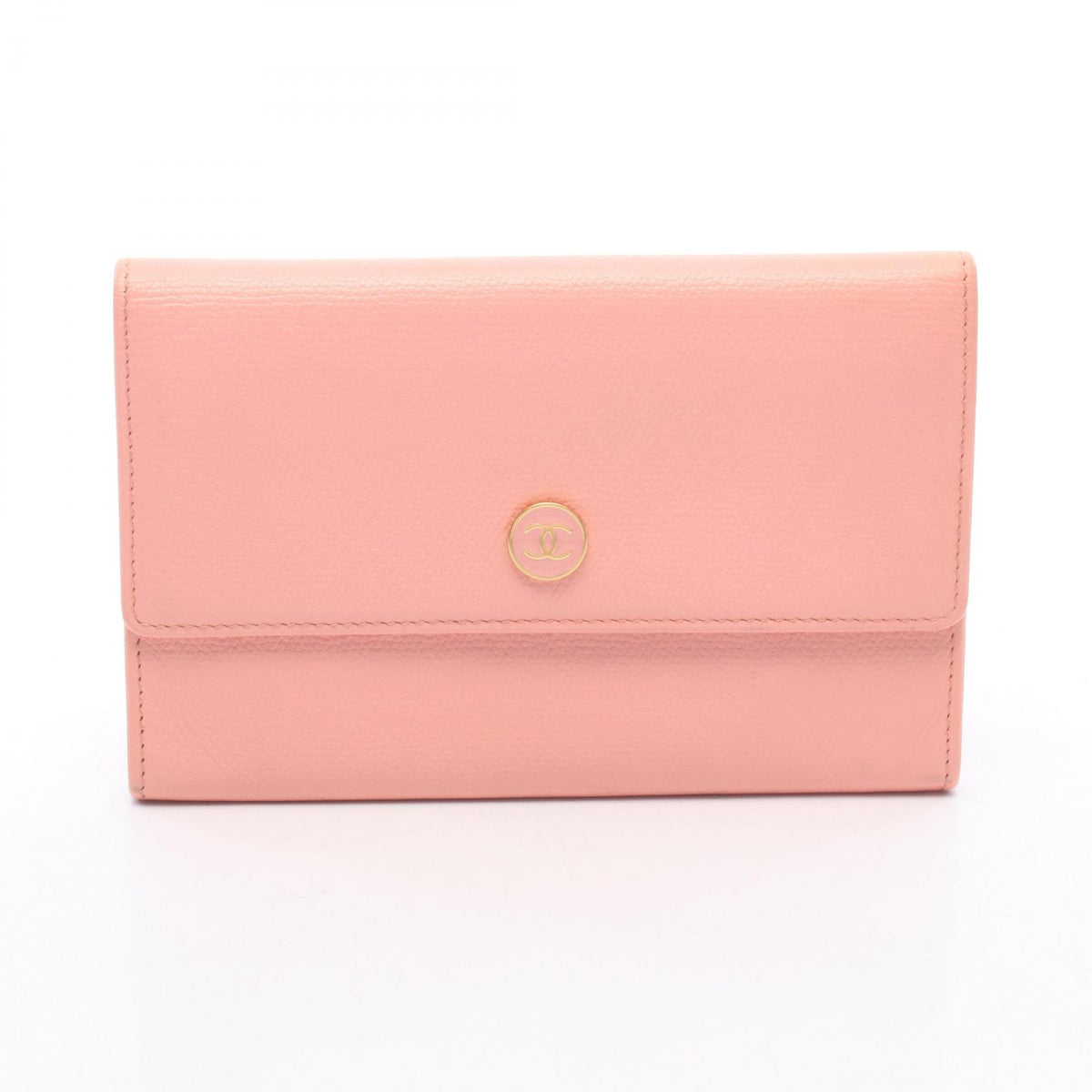 CHANEL Coco Button Leather Bi-fold Wallet