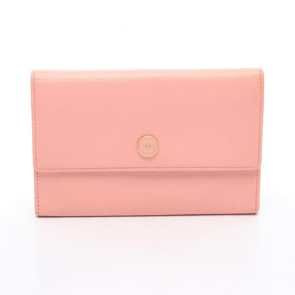 CHANEL Coco Button Leather Bi-fold Wallet