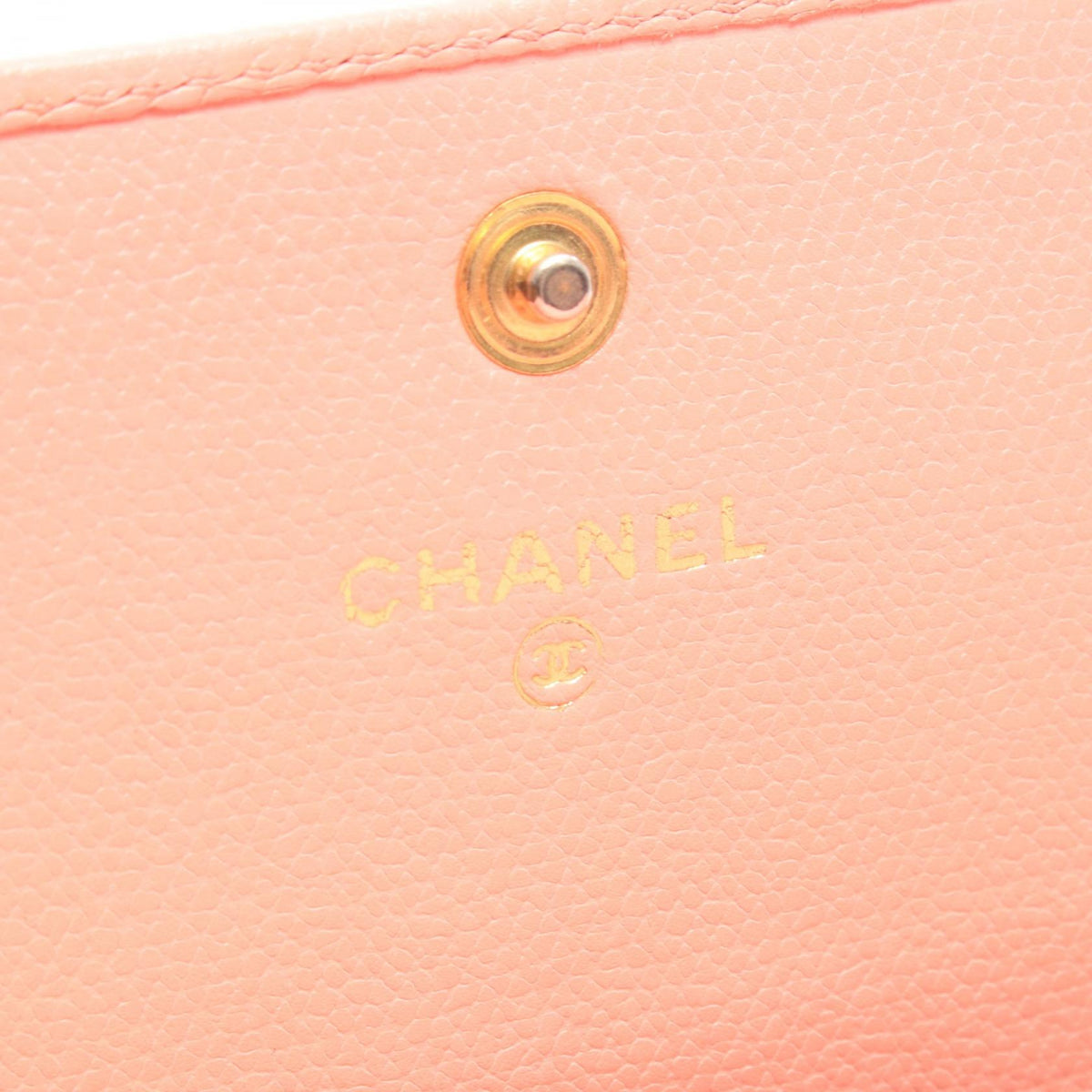 CHANEL Coco Button Leather Bi-fold Wallet
