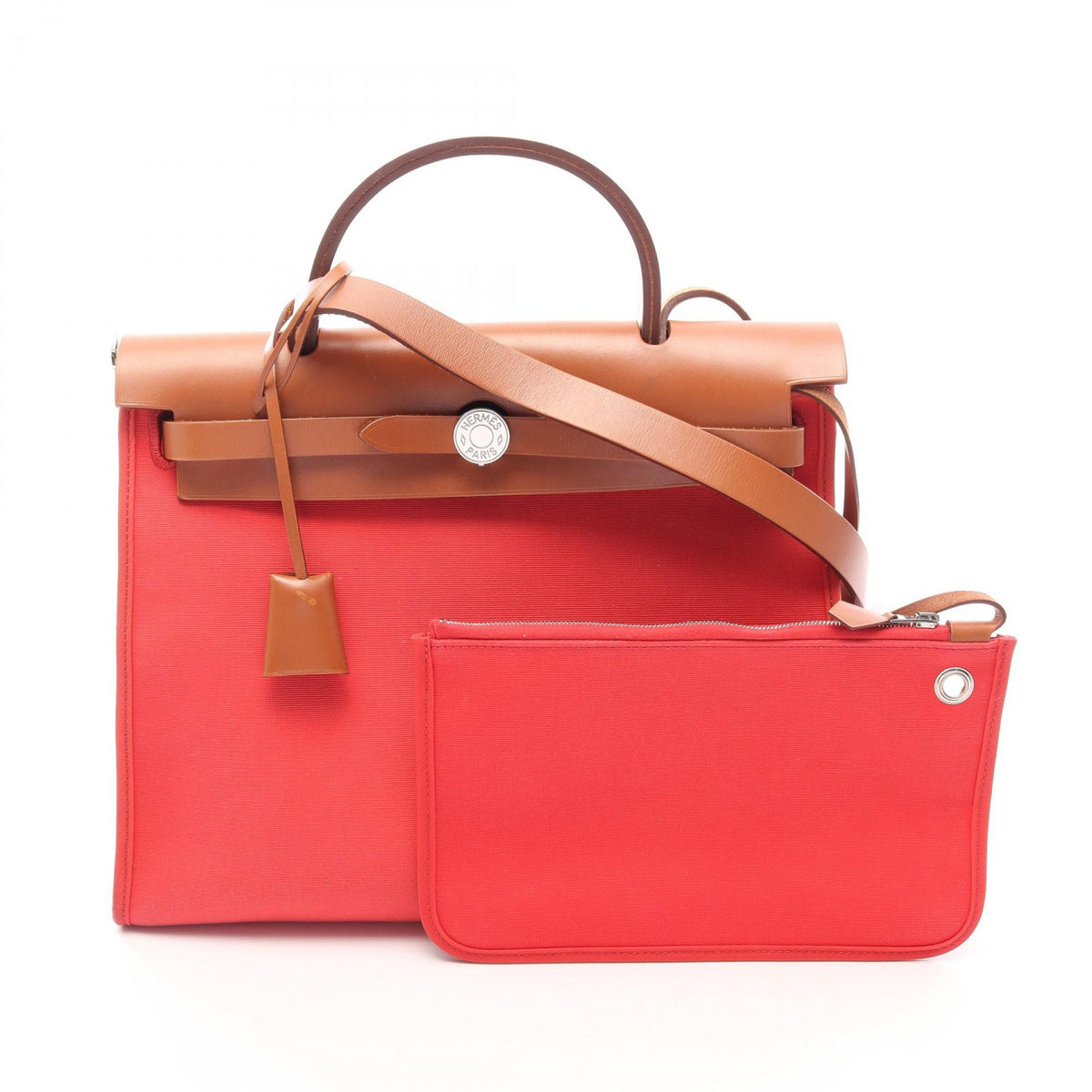HERMES Herbag Zip PM Rose Canvas Handbag