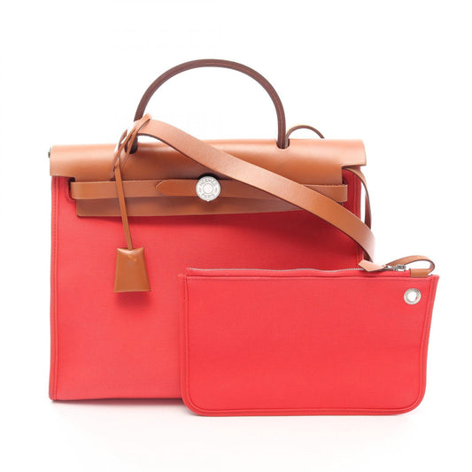HERMES Herbag Zip PM Rose Canvas Handbag