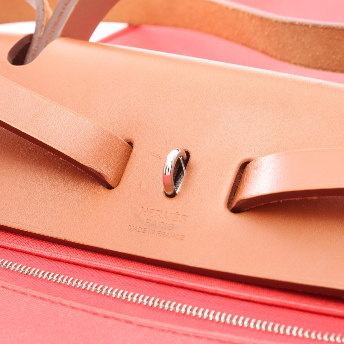 HERMES Herbag Zip PM Rose Canvas Handbag