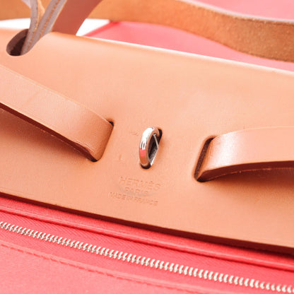 HERMES Herbag Zip PM Rose Canvas Handbag