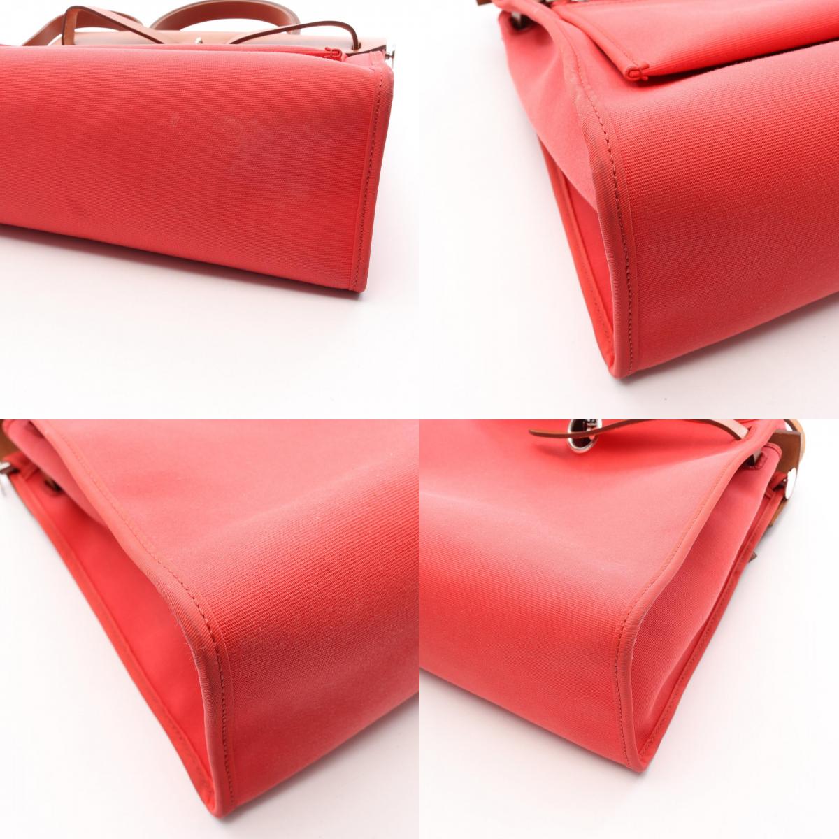 HERMES Herbag Zip PM Rose Canvas Handbag