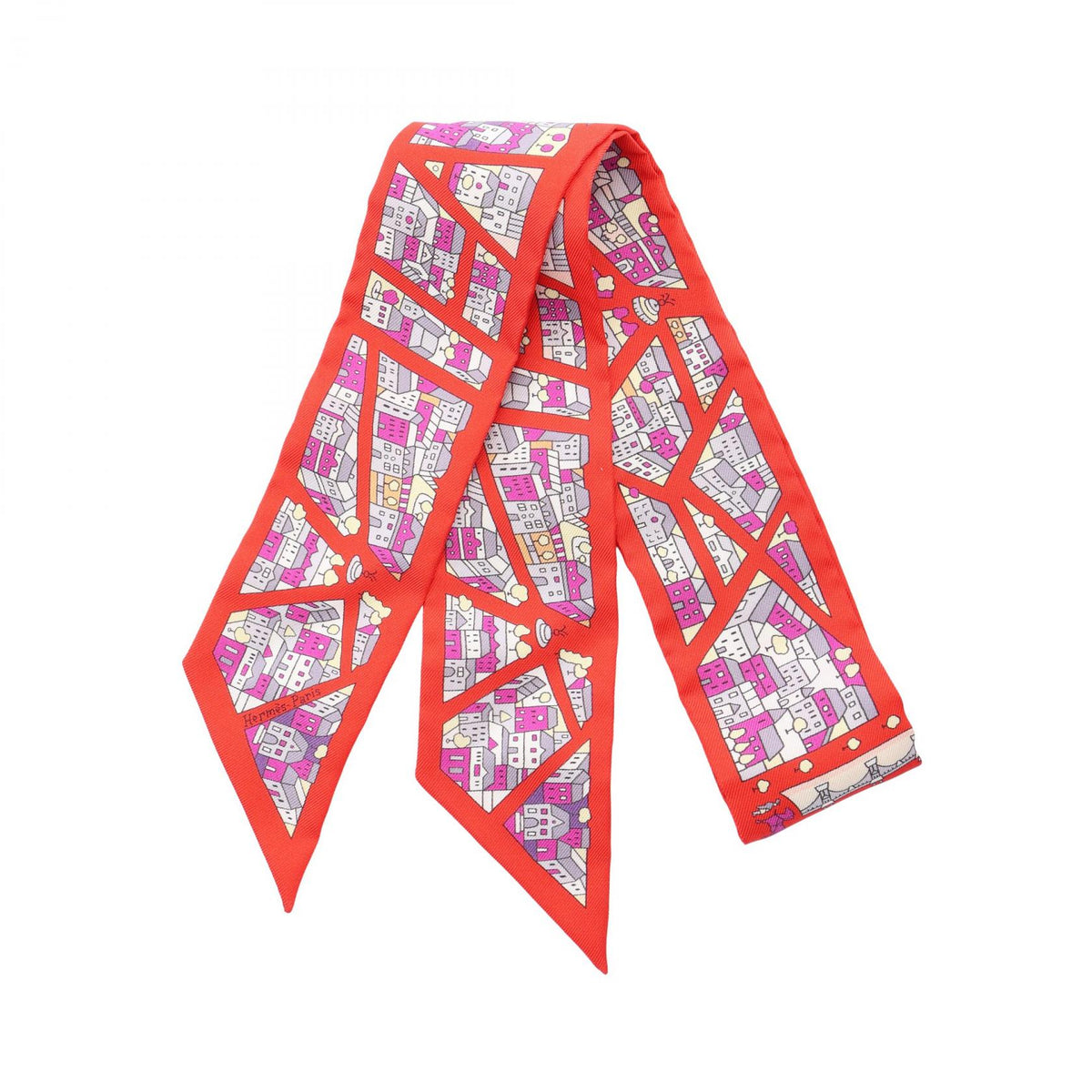 HERMES Twilly Rive Droite Rive Scarf Red