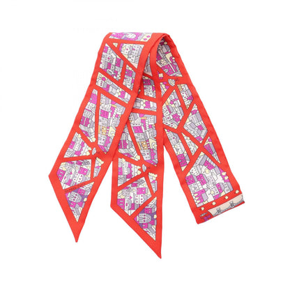 HERMES Twilly Rive Droite Rive Scarf Red