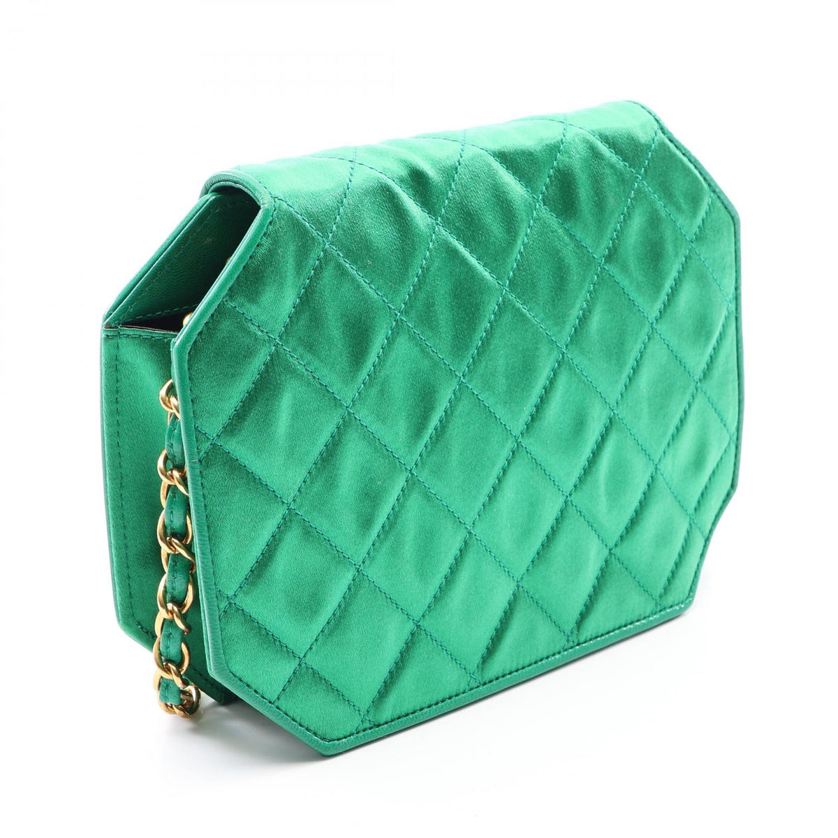 CHANEL Matelasse Mini Fabric Bag Green