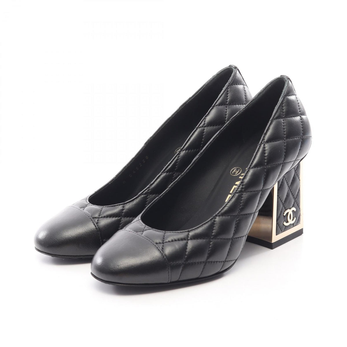 CHANEL Matelasse Lambskin Pumps Black Size 35.5