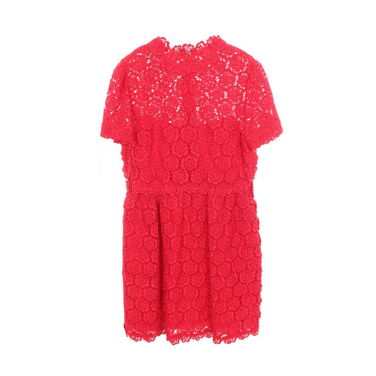 Valentino Floral Lace Short Sleeve Cotton Midi Dress Size 44