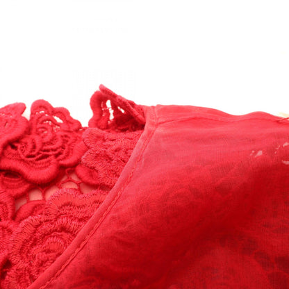 Valentino Floral Lace Short Sleeve Cotton Midi Dress Size 44