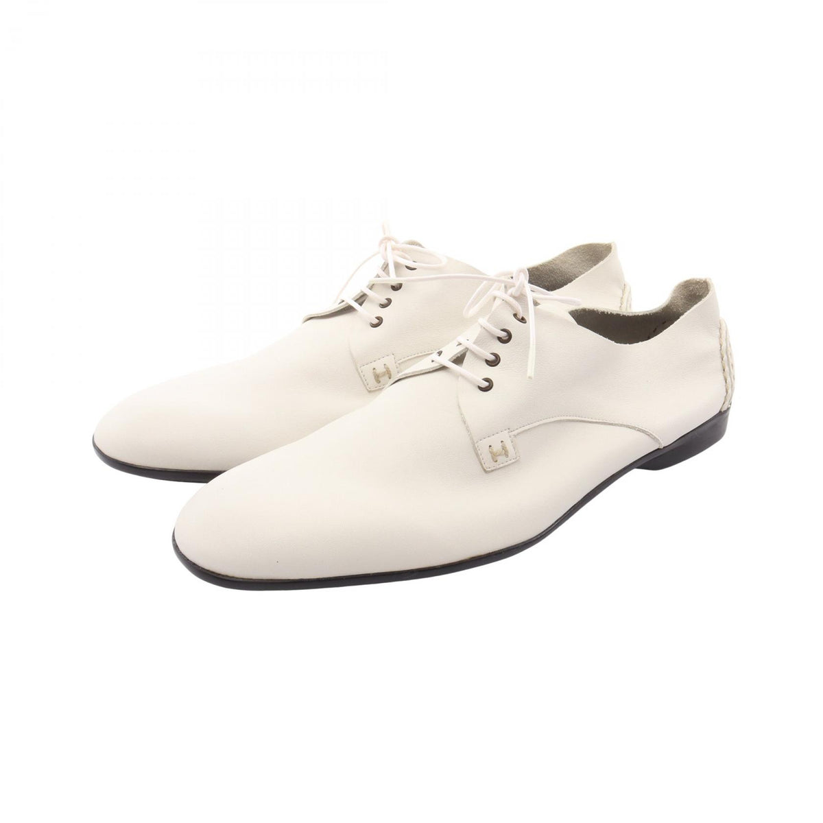 HERMES White Leather Derby Shoes Size EU 42