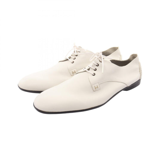HERMES White Leather Derby Shoes Size EU 42