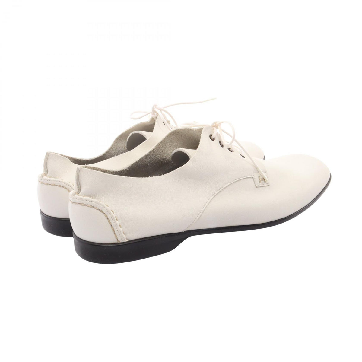 HERMES White Leather Derby Shoes Size EU 42