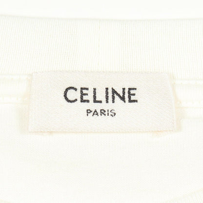CELINE Logo Print Cropped Cotton T-Shirt Size XS