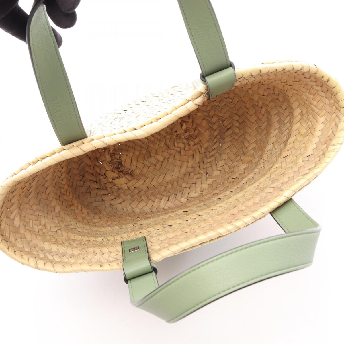 LOEWE Small Raffia Leather Bag Beige