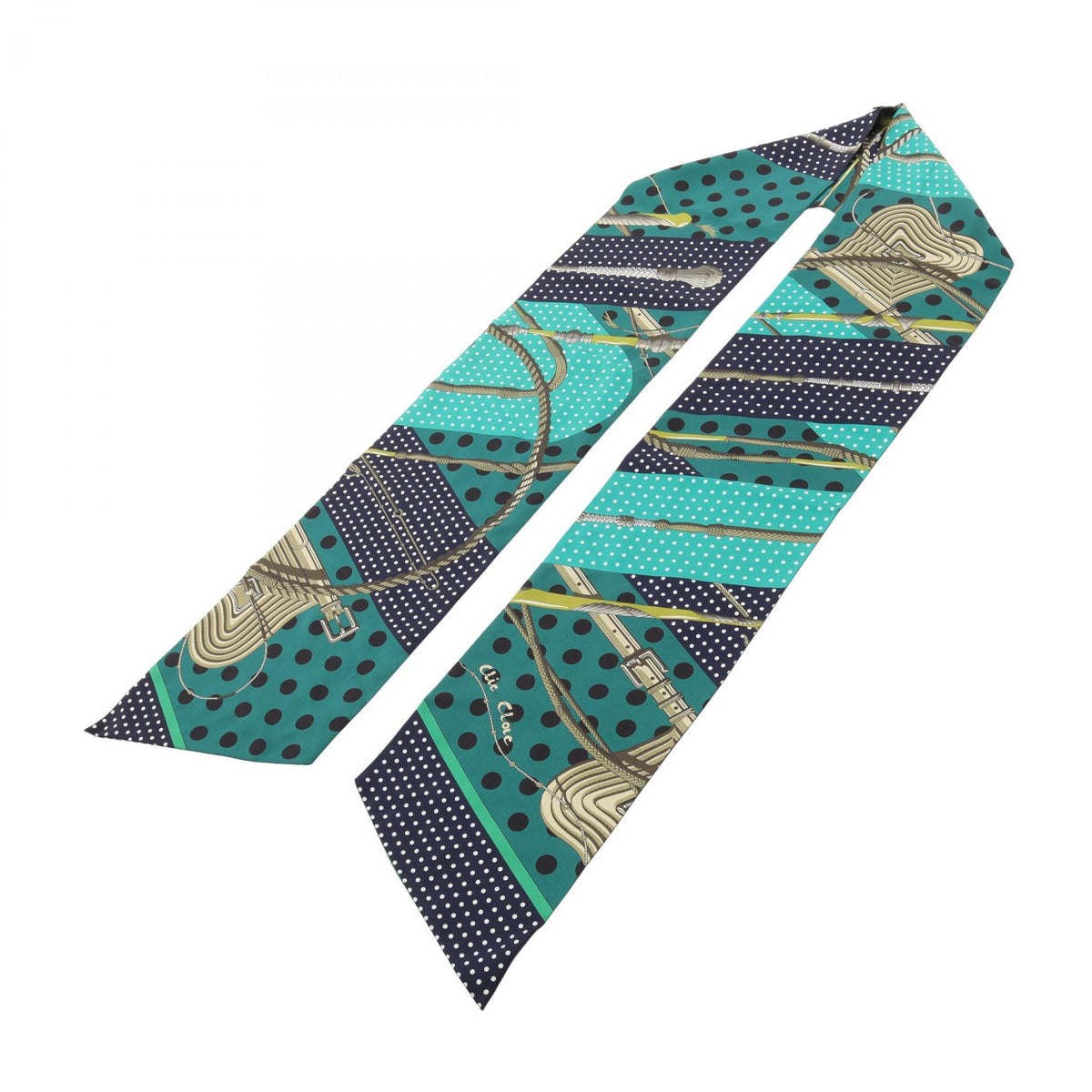 HERMES Maxi Twilly Clic Clac a Scarf Green