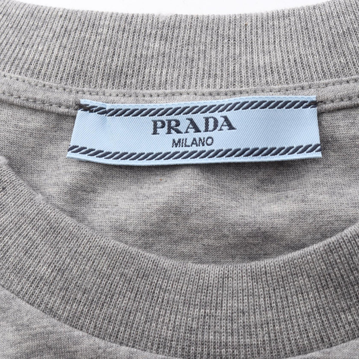 PRADA Triangle Logo Distressed Cotton T-Shirt Size XS