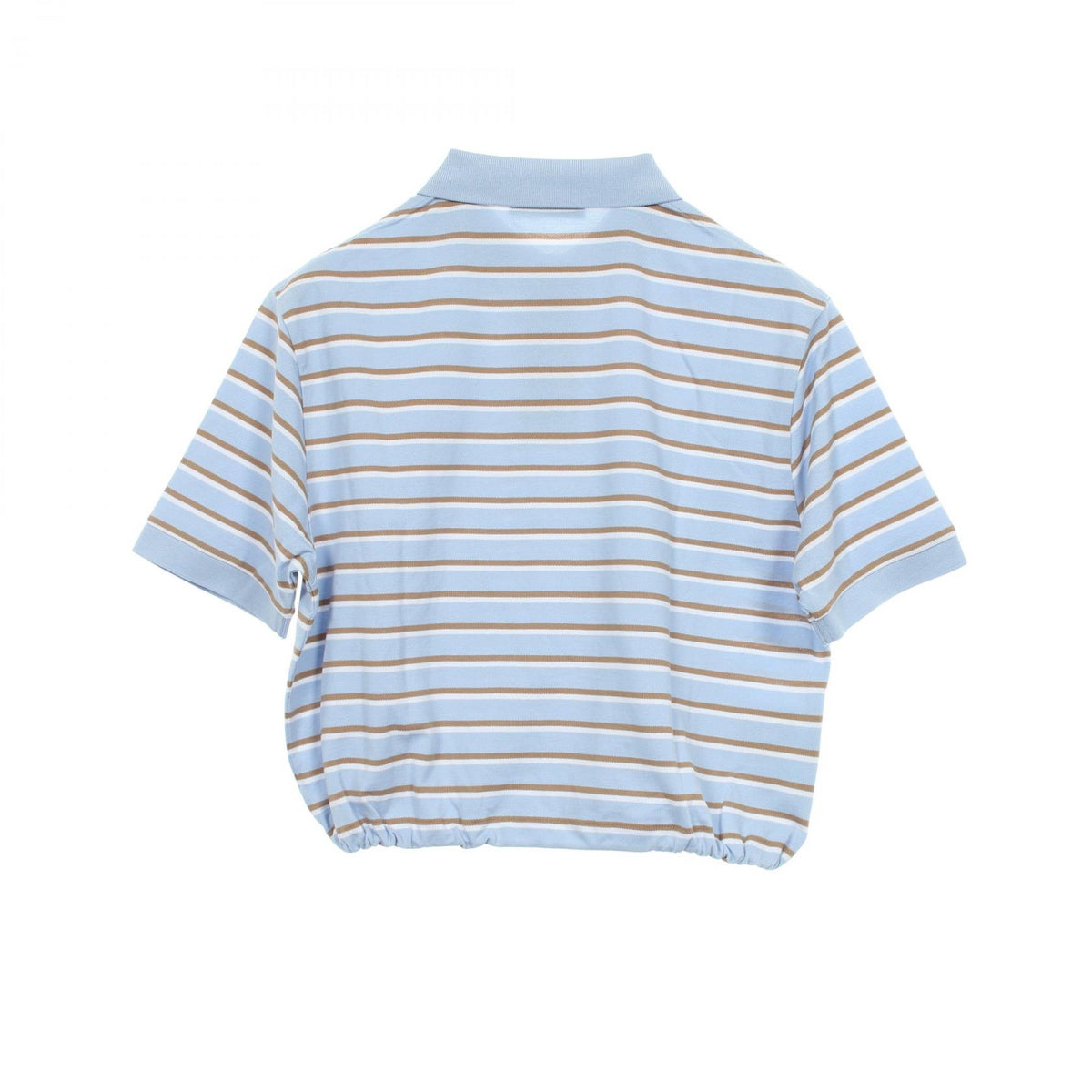 PRADA Cropped Striped Cotton Polo Shirt Blue Size 36