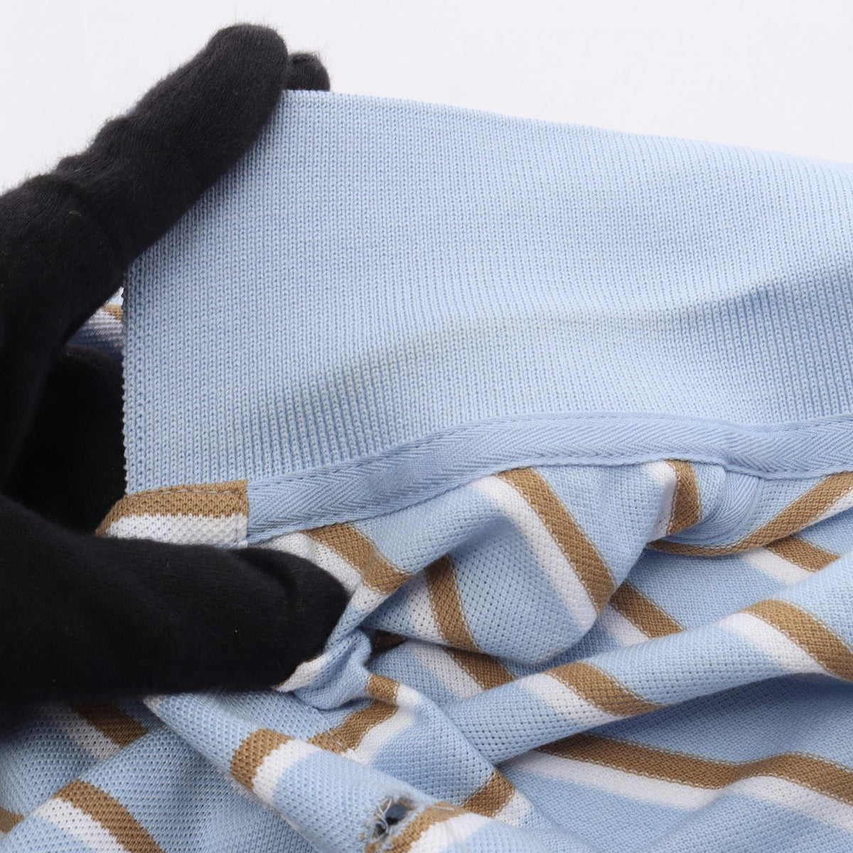 PRADA Cropped Striped Cotton Polo Shirt Blue Size 36