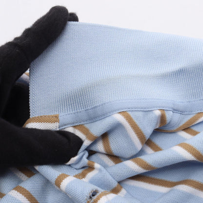 PRADA Cropped Striped Cotton Polo Shirt Blue Size 36