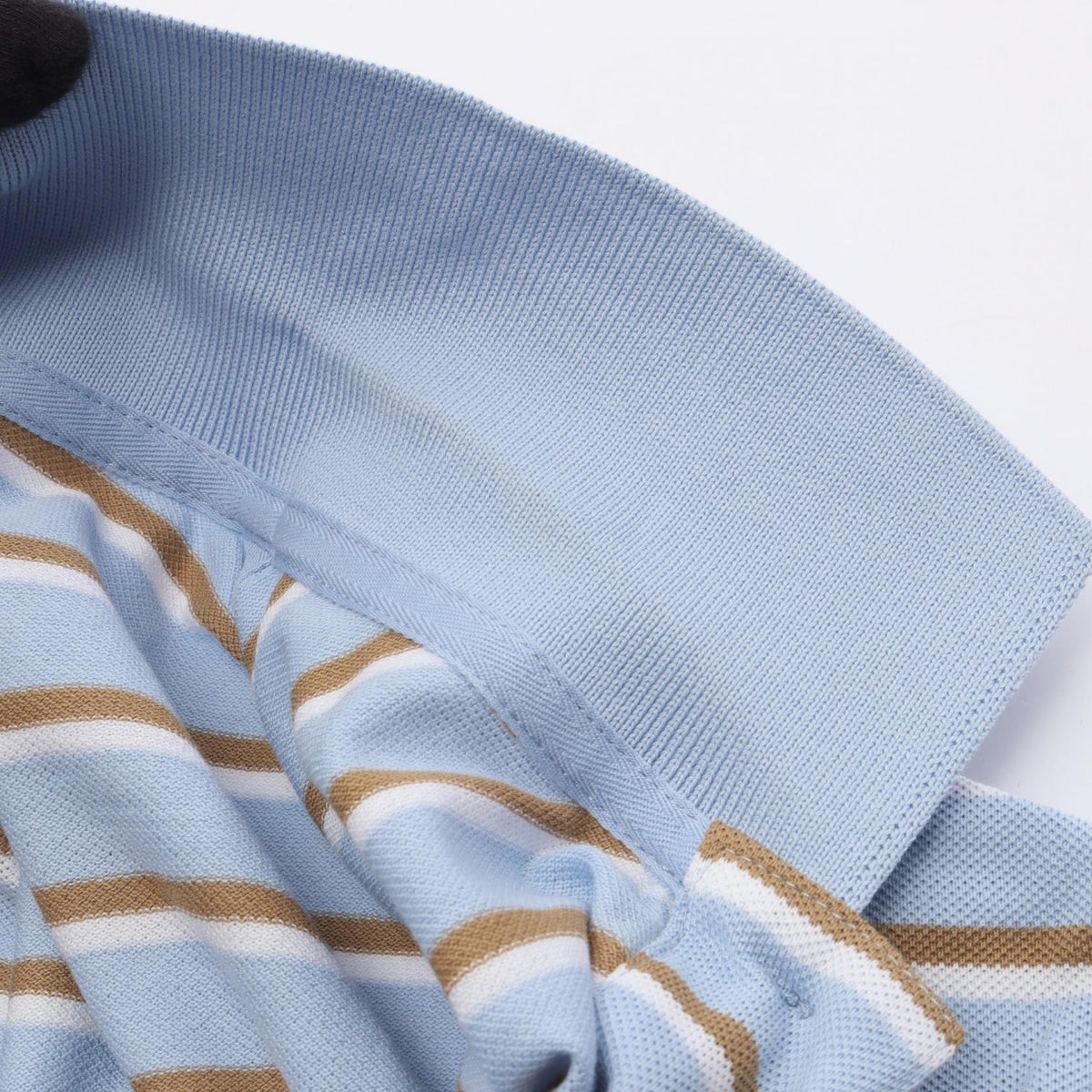 PRADA Cropped Striped Cotton Polo Shirt Blue Size 36