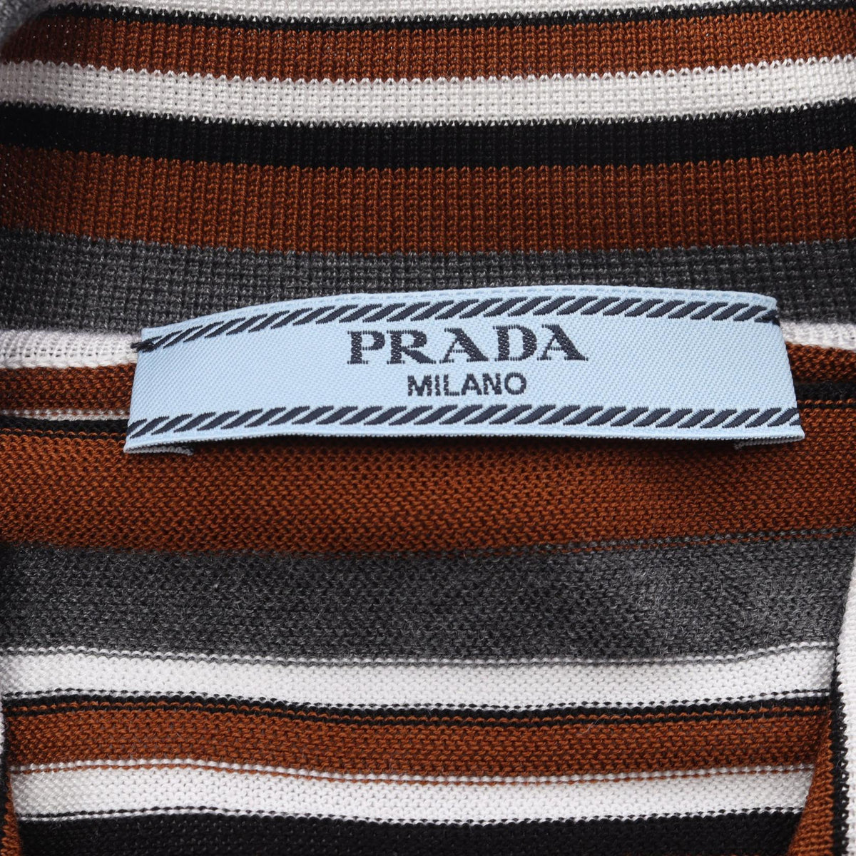 PRADA Striped Short Sleeve Cotton Silk Shirt Brown Polo Size 36