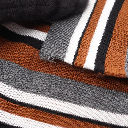 PRADA Striped Short Sleeve Cotton Silk Shirt Brown Polo Size 36