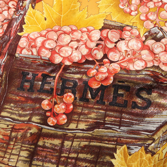 HERMES Carre 90 VENDANGES Scarf Orange