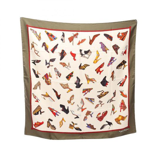 Salvatore Ferragamo Shoe Beige Multicolor Scarf