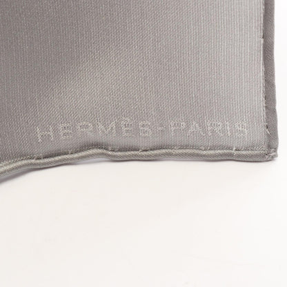HERMES POCHETTE FACONNEE GRAND H Silk Gray Scarf