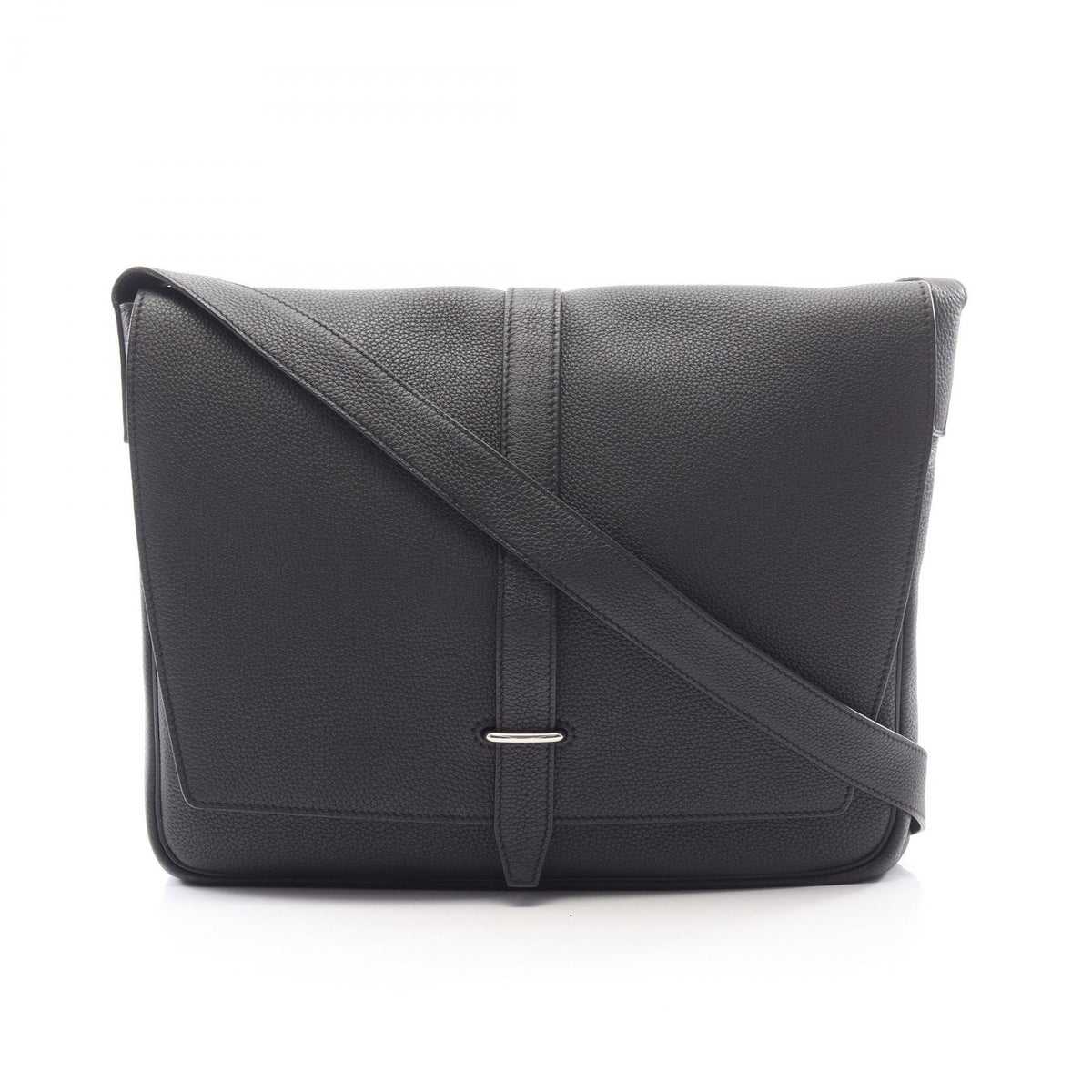 HERMES Steve Light Togo Leather Shoulder Bag Black