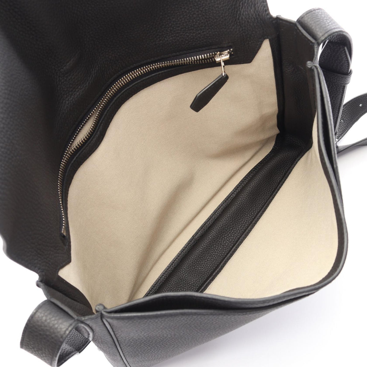 HERMES Steve Light Togo Leather Shoulder Bag Black