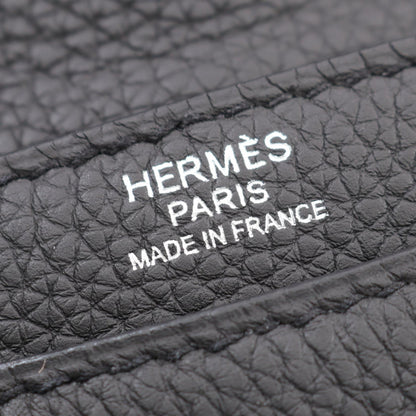 HERMES Steve Light Togo Leather Shoulder Bag Black